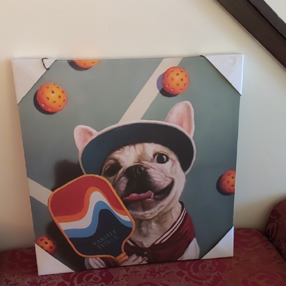 Lucia Heffernan Canva Wall Art Boston Terrier Playing Pickleball